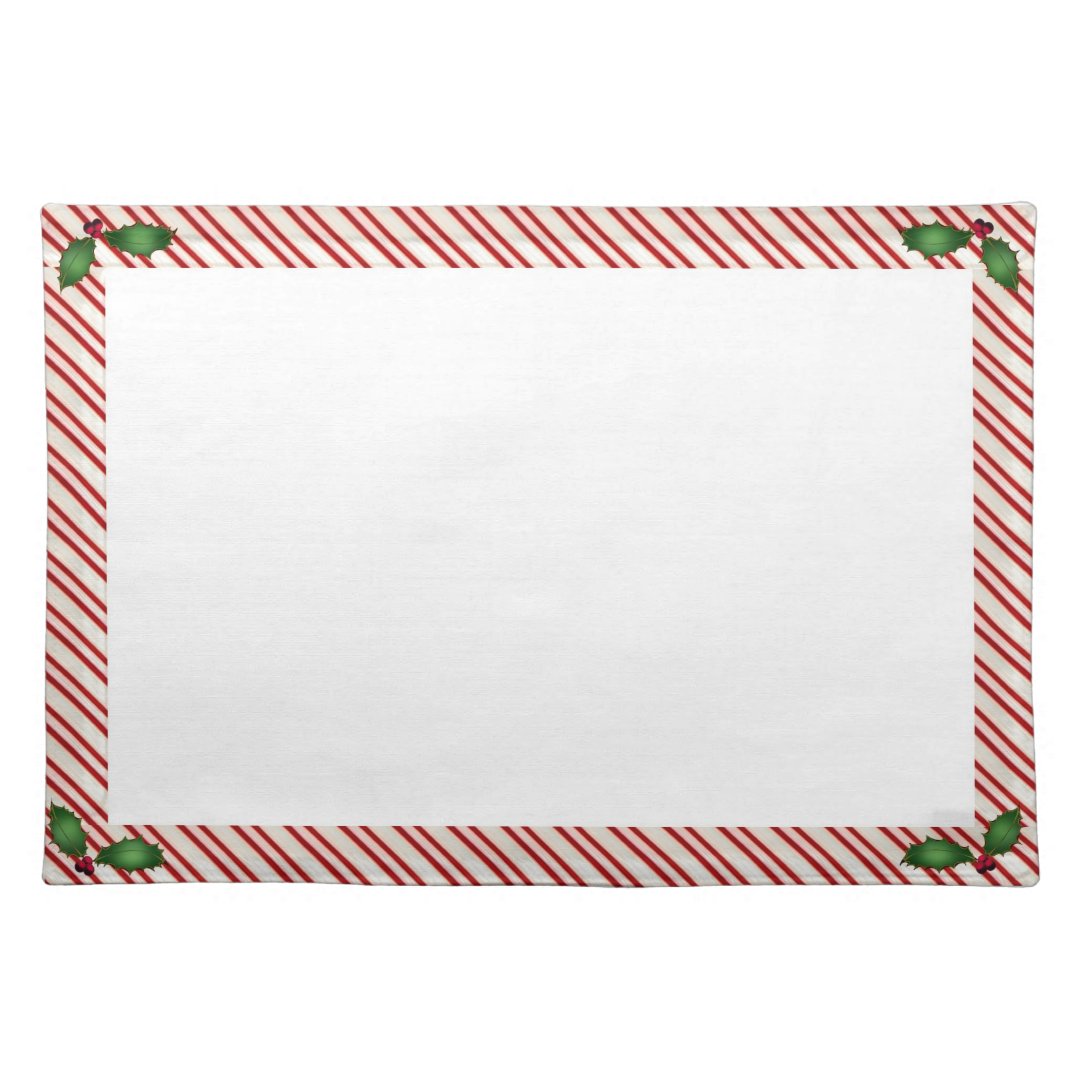 Candy Cane Frame Cotton Placemats | Zazzle