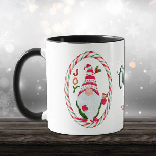 Candy Cane Frame Gnome Joy Christmas Mug