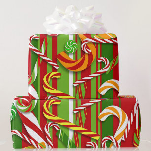 Candy Cane Fruit Flavors Christmas Gift  Wrapping  Paper