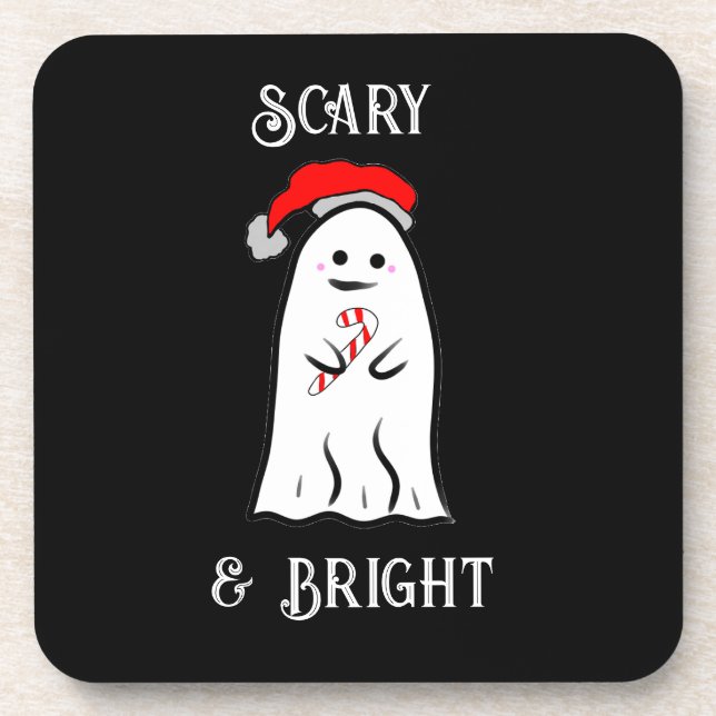 Candy Cane Ghost Beverage Coaster (Front)
