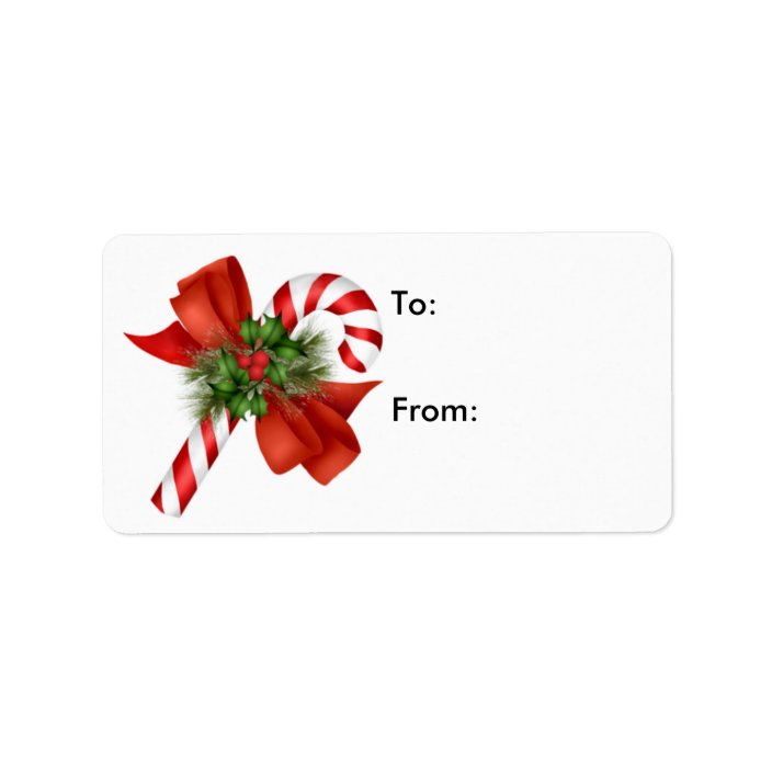 Candy Cane Gift Tag Label