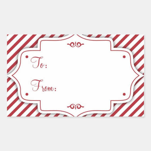 Candy Cane Gift Tag Sticker (Front)
