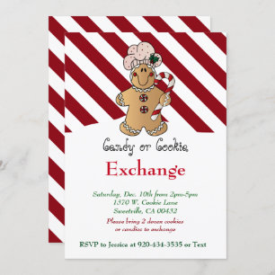 Candy Cane Gingerbread Cookie & Candy Exchange Invitation