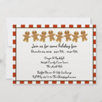 Candy Cane Gingerbread Holiday Party Invitations