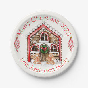 Candy cane, gingerbread man, baubles Christmas Paper Plates