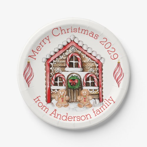 Candy cane gingerbread man baubles Christmas Paper Plates