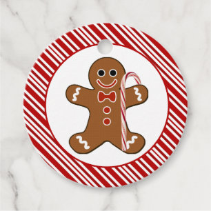 Candy Cane Gingerbread Man Christmas Gift Favor  F Tags