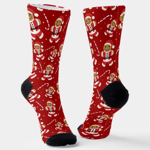  Candy Cane Gingerbread Santa Christmas Socks