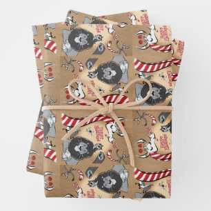 CANDY CANE GIRAFFE & FRIENDS by Jeff Willis Art Wrapping Paper Sheets