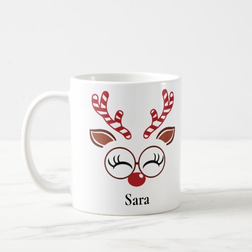 Candy Cane Glasses Reindeer Christmas Mug