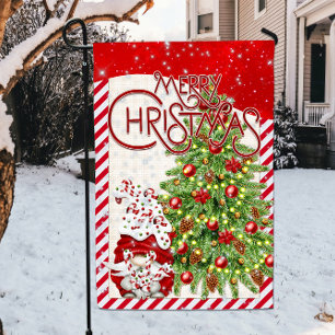 Candy Cane Gnome Merry Christmas Garden Flag
