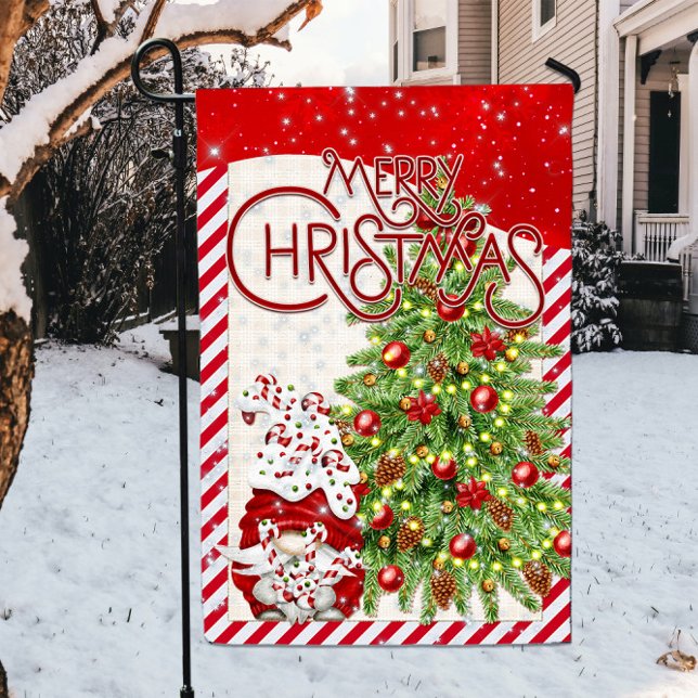 Candy Cane Gnome Merry Christmas Garden Flag (Creator Uploaded)