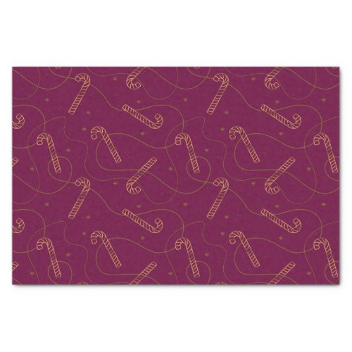 Candy Cane Gold Pattern Red Christmas Holiday Tissue Paper