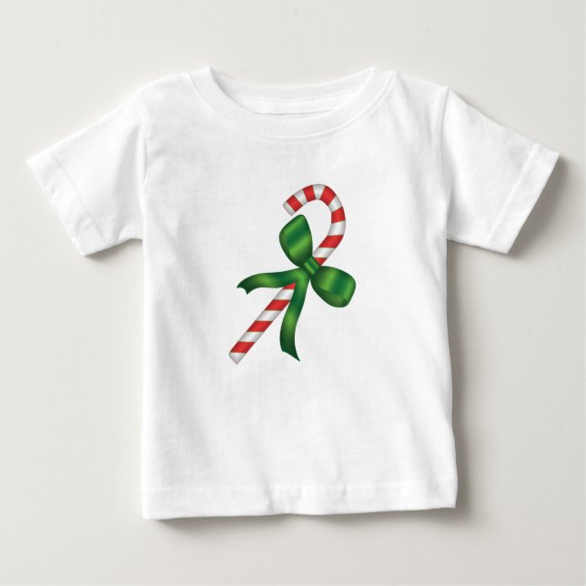 Candy Cane Green Bow Holiday Christmas T-Shirts (Front)