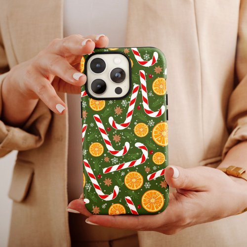 Candy Cane Green Christmas Orange iPhone Case Mate