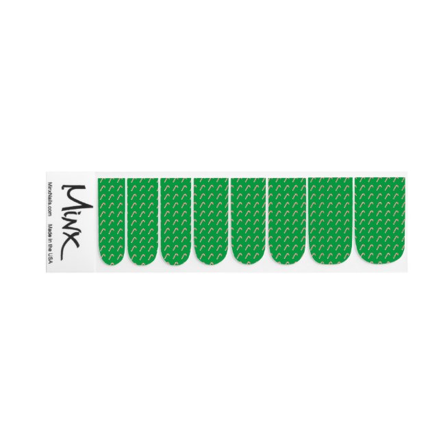Candy Cane Green Cute Seasonal Festive Holiday Minx Nail Art (Left Hand)