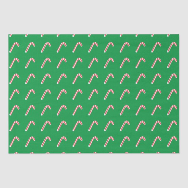 Candy Cane Green Cute Simple Christmas Holiday Tissue Paper (Front)