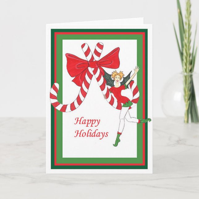candy cane happy holidays holiday card (Front)