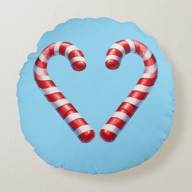 candy cane hart  round pillow (Front)