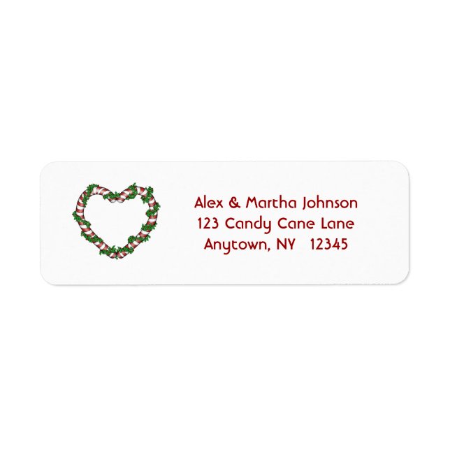 Candy Cane Heart Address Label (Front)