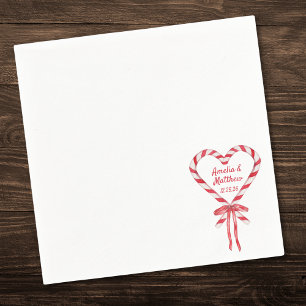 Candy Cane Heart & Bow   Custom Christmas Wedding Napkins