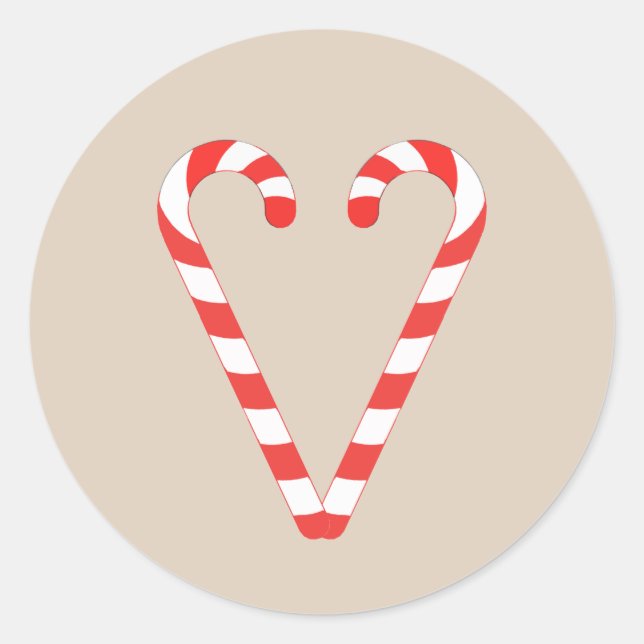 Candy Cane Heart Christmas Classic Round Sticker (Front)