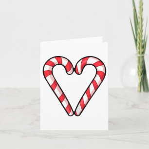 Candy Cane Heart Christmas Cute Holiday Red White Card