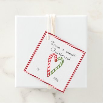 Candy Cane Heart Christmas Gift Favor Tags | Zazzle