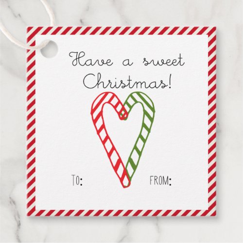 Candy Cane Heart Christmas Gift Favor Tags