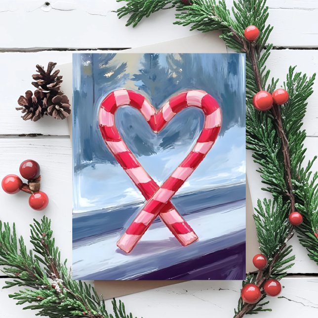 Candy Cane Heart Christmas Holiday Card (Creator Uploaded)