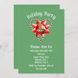 Candy Cane Heart Christmas Holiday Invitation