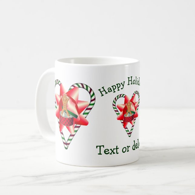 Candy Cane Heart Christmas Holiday Personalized Coffee Mug (Front Left)