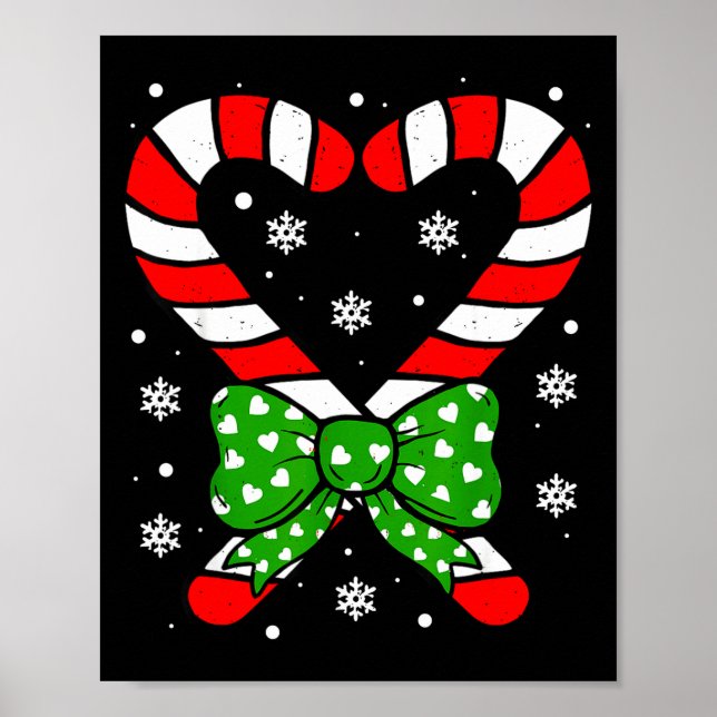 Candy Cane Heart Coquette Bow Christmas Toddler Ki Poster (Front)