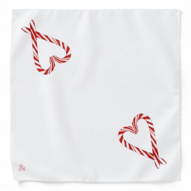 Candy Cane heart Dog Bandana (Front)