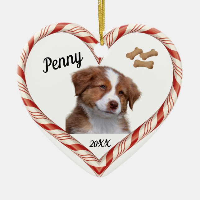 Candy Cane Heart Dog Ornament (Front)