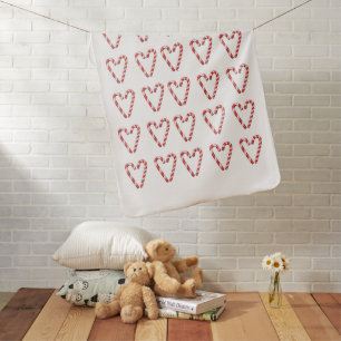 Candy Cane Heart Image Sweet Christmas Holiday Baby Blanket