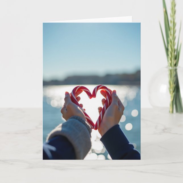 Candy Cane Heart Love Card (Front)