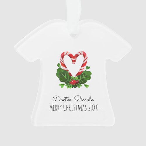 Candy Cane Heart Merry Christmas DOCTOR Name Year Ornament