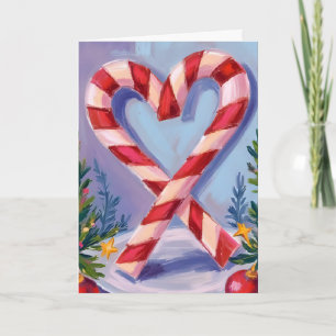 Candy Cane Heart Merry Christmas Holiday Card