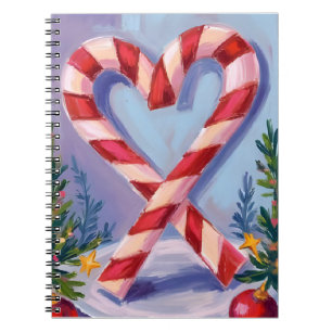 Candy Cane Heart Merry Christmas Notebook