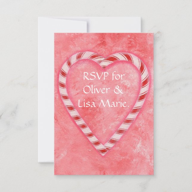 Candy Cane Heart RSVP Response Card Winter Wedding (Front)
