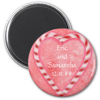 Candy Cane Heart Save the date wedding magnets