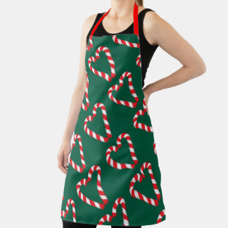 Candy Cane Heart Screwball Graphics Holiday Apron