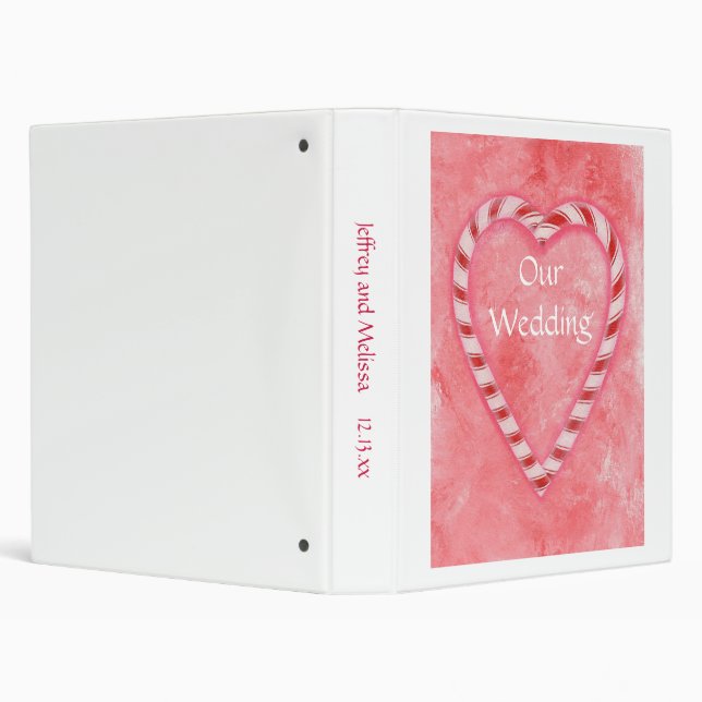 Candy Cane Heart Wedding Keepsakes Binder (Background)