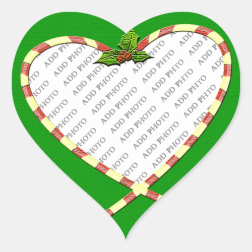 Candy Cane Heart Your Photo Heart Sticker