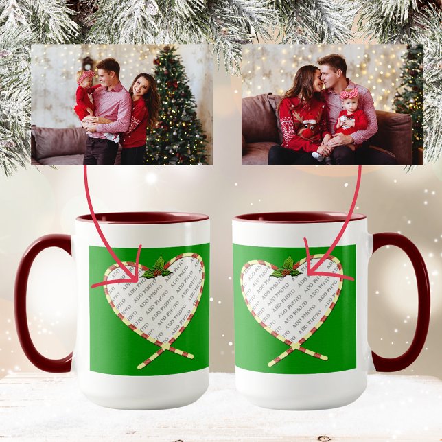 Candy Cane Heart Your Photo Mug (Candy Cane Heart Your Photo Mug)