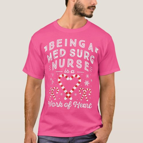 Candy Cane HeartChristmas Medical Surgical Nurse M T_Shirt