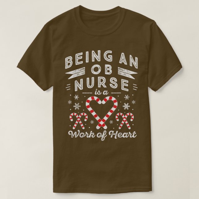 Candy Cane HeartMen & Women Obstetrics OB Nurse Ch T-Shirt (Design Front)