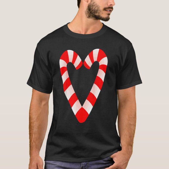 Candy Cane Hearts Christmas Xmas Holidays Santa T-Shirt (Front)