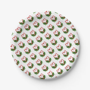 Candy Cane Hearts Holiday Love Merry Christmas Paper Plates